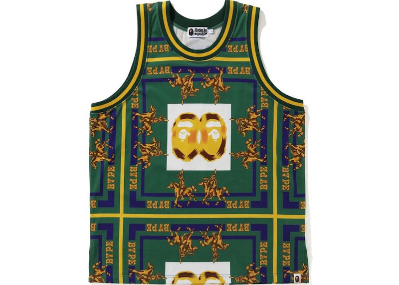 BAPE Double Ape Head Basketball Tank Top Green