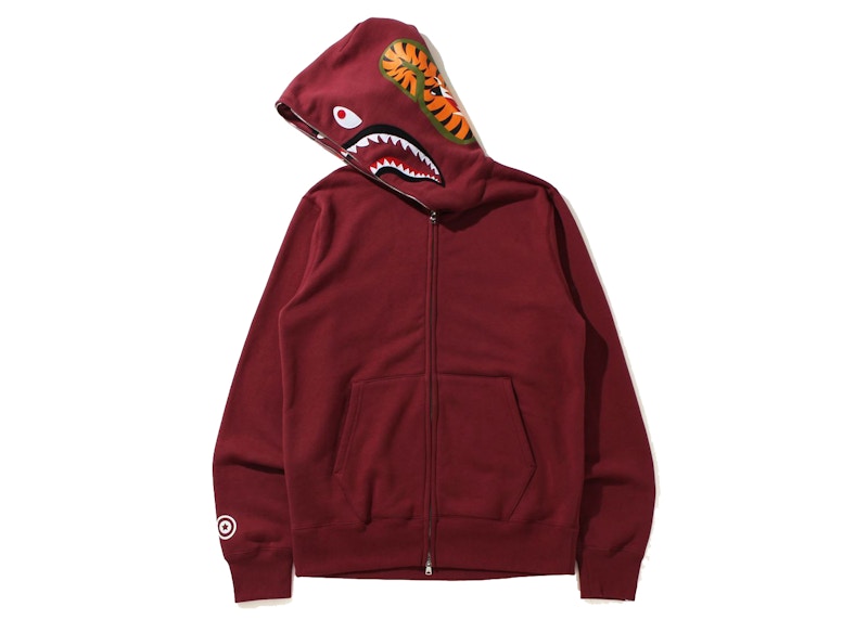 BAPE Double Side Shark Full Zip Hoodie (FW21) Burgundy