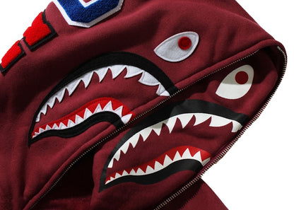 BAPE Double Side Shark Full Zip Hoodie (FW21) Burgundy