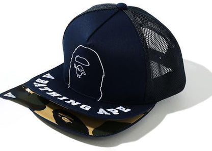 BAPE Double Visor Mesh Snapback Cap Navy