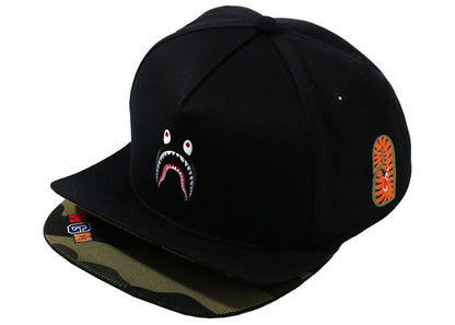 BAPE Double Visor Shark Snapback Cap Black