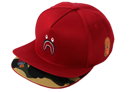 BAPE Double Visor Shark Snapback Cap Red