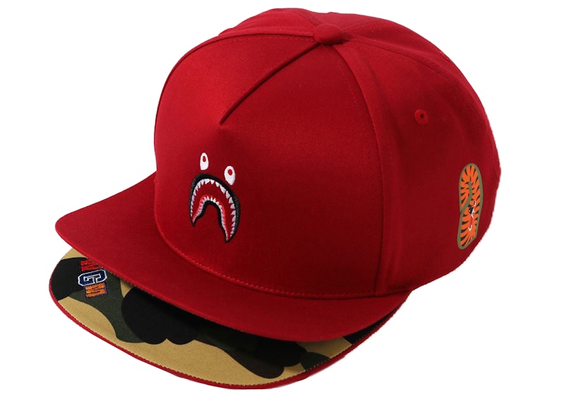 BAPE Double Visor Shark Snapback Cap Red
