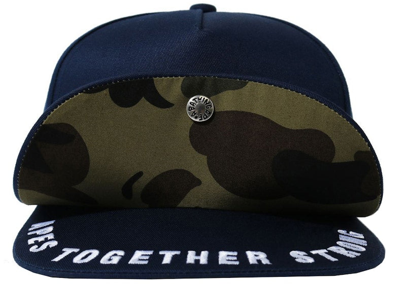 BAPE Double Visor Snapback Cap Navy