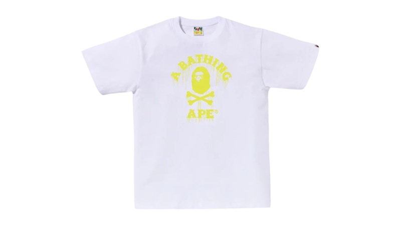 BAPE Drip Ape Crossbone College Tee White
