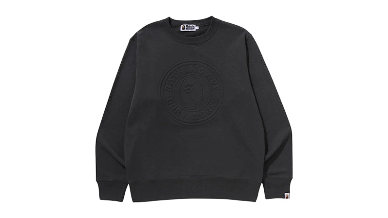 BAPE Emboss Busy Works Crewneck Sweatshirt Black