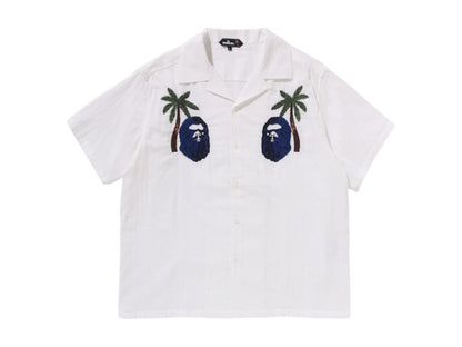 BAPE Embroidered Casual S/S Shirt White