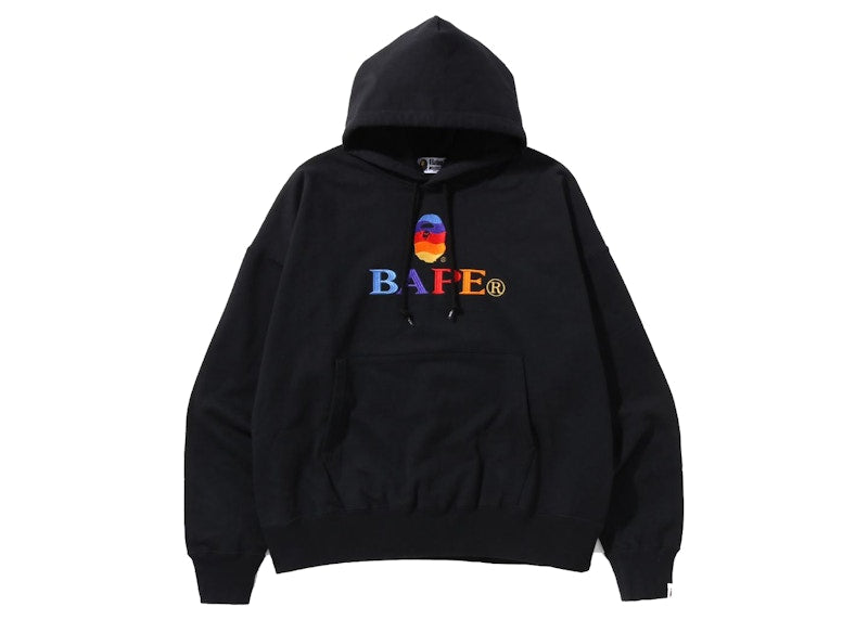 BAPE Embroidery Loose Fit Pullover Hoodie Black