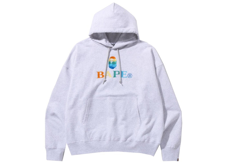 BAPE Embroidery Loose Fit Pullover Hoodie Gray