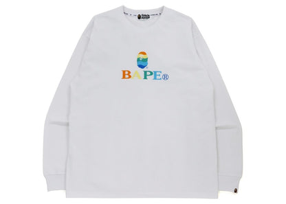 BAPE Embroidery Relaxed Fit L/S Tee White