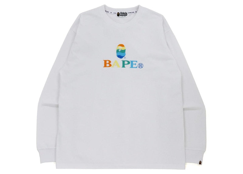 BAPE Embroidery Relaxed Fit L/S Tee White