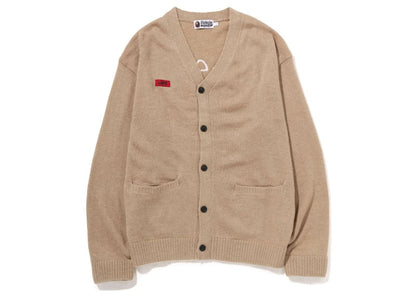BAPE Embroidery Shaggy Knit Cardigan Beige