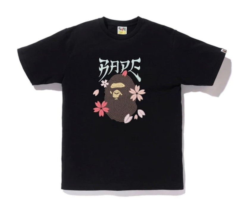 BAPE Embroidery Style Sakura Ape Head Tee Black