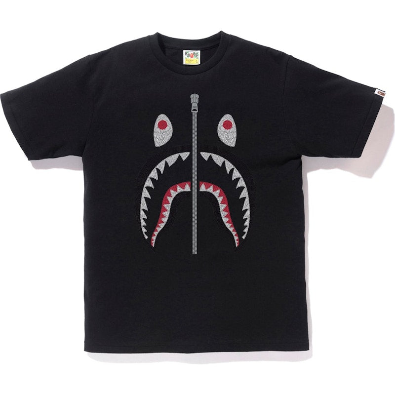 BAPE Embroidery Style Shark Tee Black