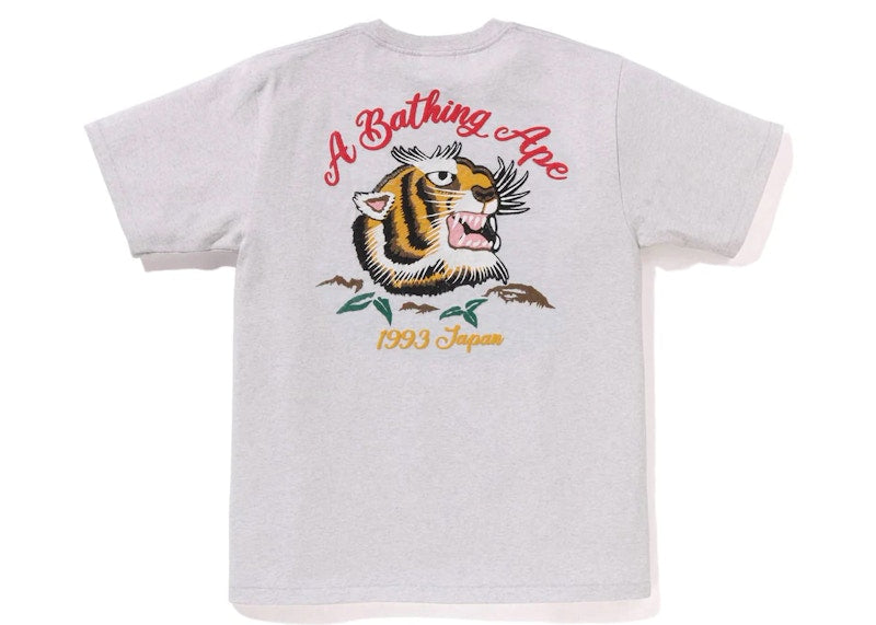 BAPE Embroidery Style Souvenir Logo Tee Grey