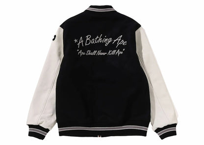 BAPE Embroidery Varsity Jacket Black