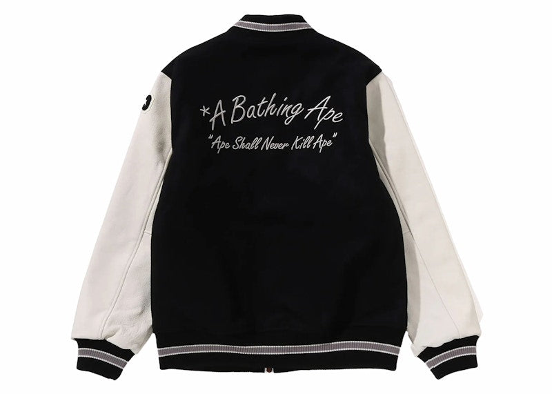 BAPE Embroidery Varsity Jacket Black