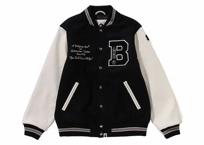 BAPE Embroidery Varsity Jacket Black