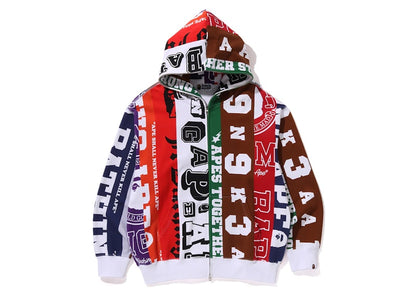 BAPE Fans Scarf Full Zip Hoodie Multicolor