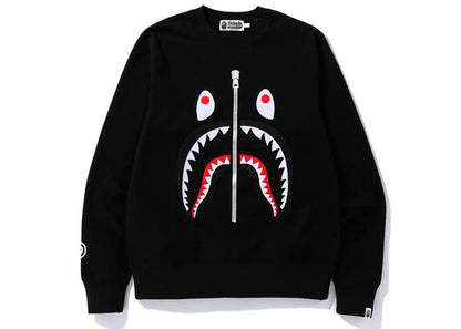 BAPE Felt Shark Crewneck Black