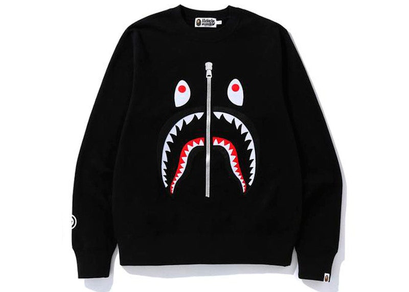 BAPE Felt Shark Crewneck Black
