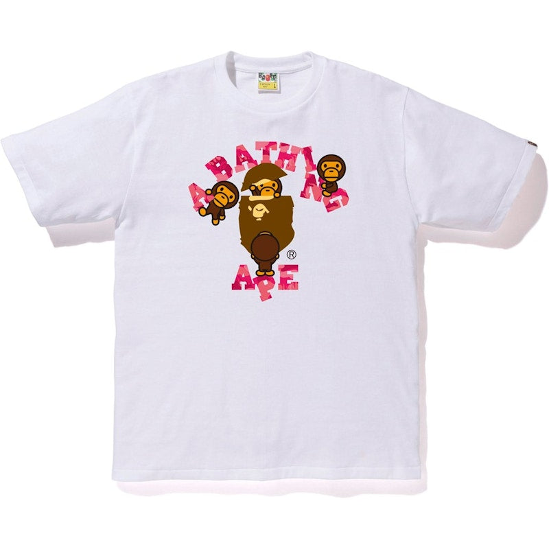 BAPE Fire Camo College Milo Tee White/Pink