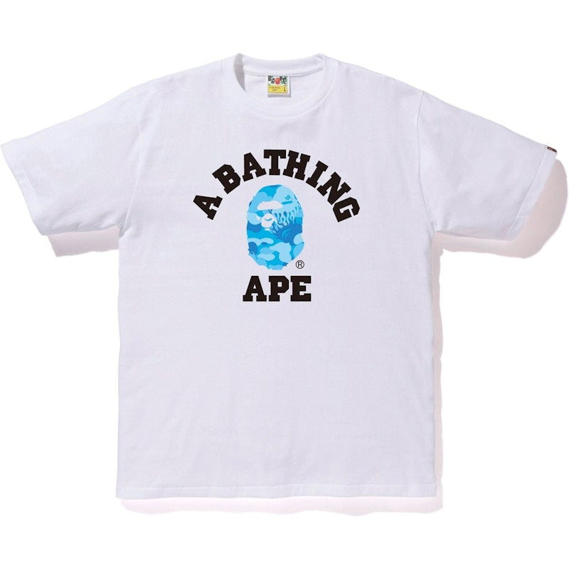 BAPE Fire Camo College Tee White/Blue