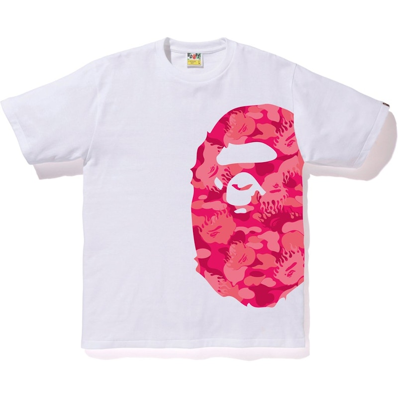 BAPE Fire Camo Side Big Ape Head Tee White/Pink