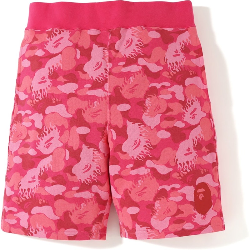 BAPE Fire Camo Sweat Shorts Pink