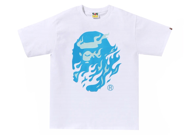 BAPE Flame Ape Head Tee White/Blue
