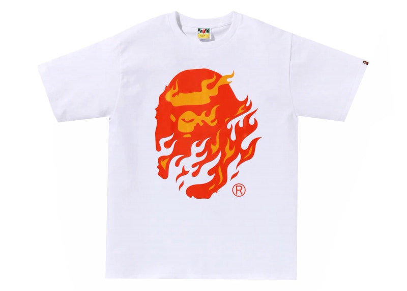 BAPE Flame Ape Head Tee White/Red