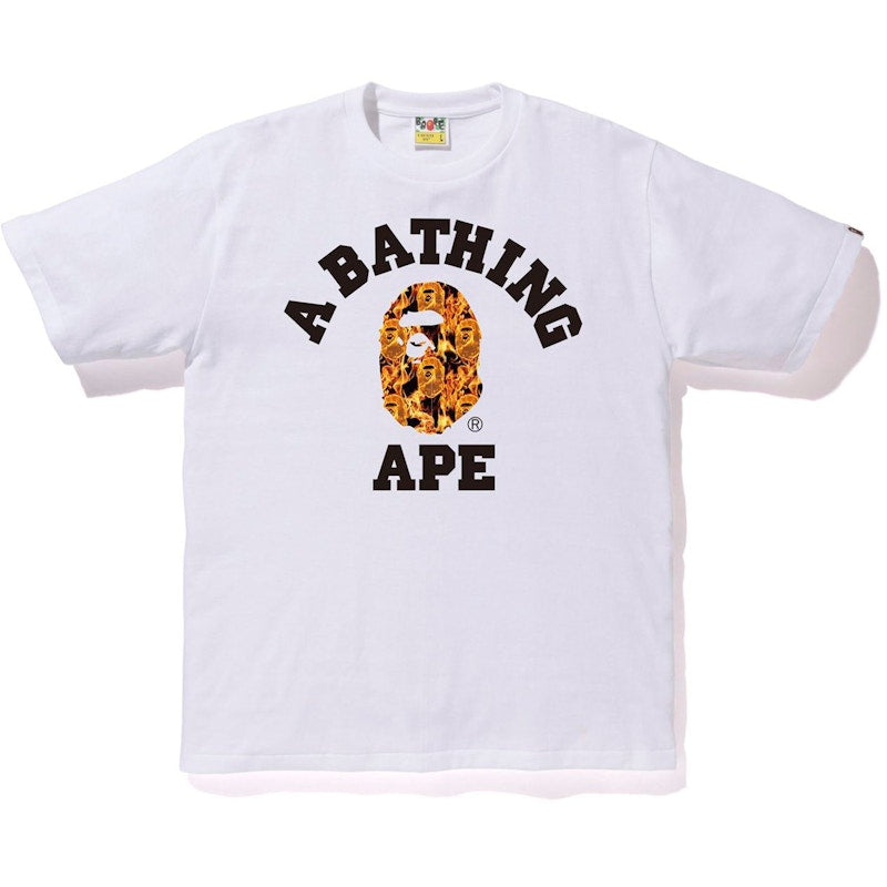 BAPE Flame College Tee White/Orange