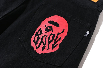 BAPE Flame Denim Pants Black