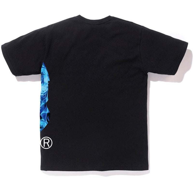 BAPE Flame Side Big Ape Head Tee Black/Blue