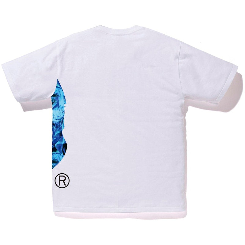 BAPE Flame Side Big Ape Head Tee White/Blue