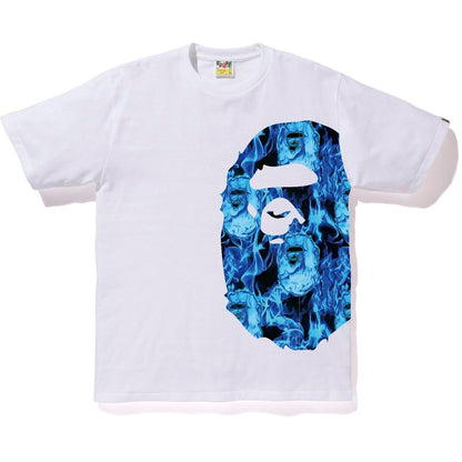 BAPE Flame Side Big Ape Head Tee White/Blue