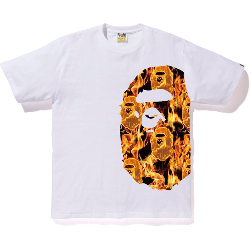 BAPE Flame Side Big Ape Head Tee White/Orange