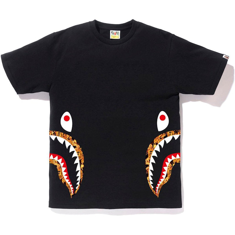 BAPE Flame Side Shark Tee Black/Orange