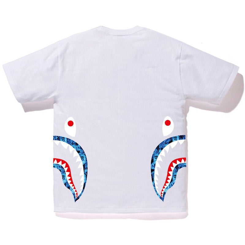BAPE Flame Side Shark Tee White/Blue
