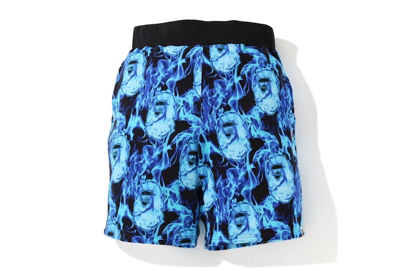BAPE Flame Wide Sweatshort Blue