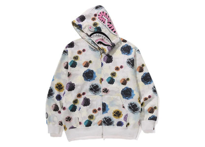 BAPE Floral Camo Shark Relaxed Fit Full Zip Hoodie Ivory