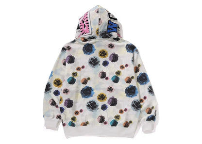 BAPE Floral Camo Shark Relaxed Fit Full Zip Hoodie Ivory