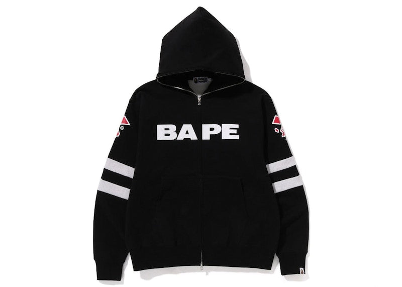 BAPE Football Relaxed Fit Full Zip Hoodie Black