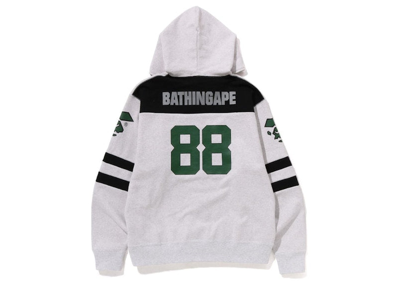 BAPE Football Relaxed Fit Full Zip Hoodie Grey