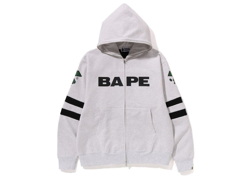 BAPE Football Relaxed Fit Full Zip Hoodie Grey