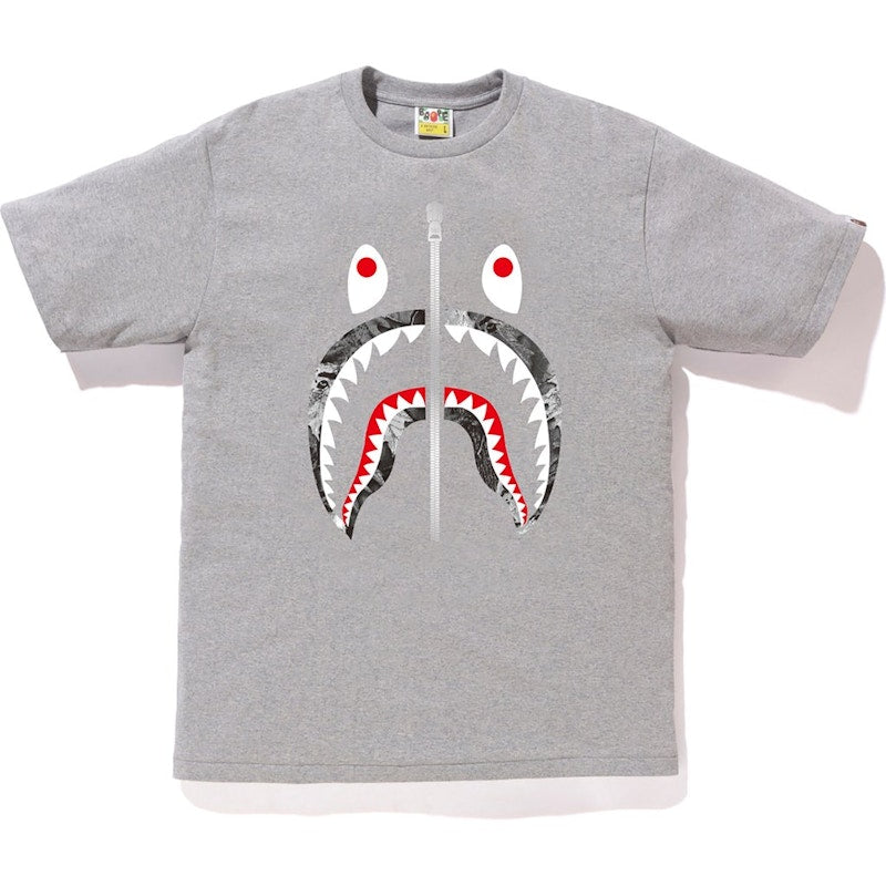 BAPE Forest Camo Shark Tee Grey/Black