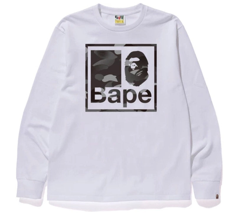 BAPE Gradation Camo Quadrangle L/S Tee White/Black