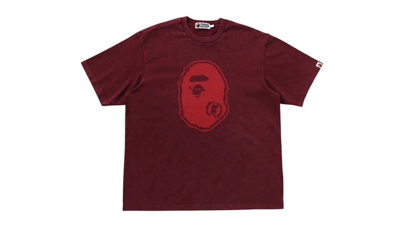 BAPE Garment Dye Ape Head Relaxed Fit Tee Burgundy