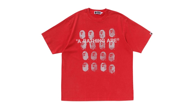BAPE Garment Dye Logo Relaxed Fit Tee Red