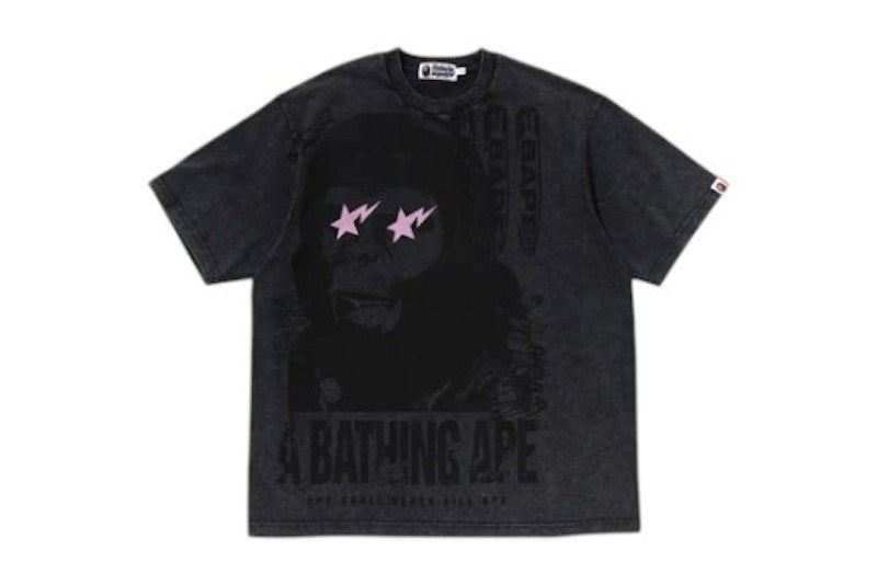 BAPE Garment Dye Multi Logo Relaxed Fit Tee Black